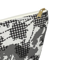 Floral Plaid Accessory Pouch w T-bottom in Black